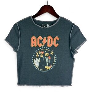 AC/DC Highway to Hell Circle Concert Tour Crop Top Shirt Tee Rock Band Grunge M